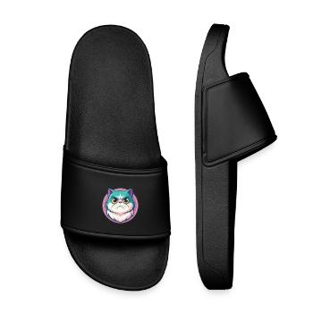 Exotic Shorthair Cat Breed Cartoon Kawaii Animal - Kids’ Pool Sliders - black - Front