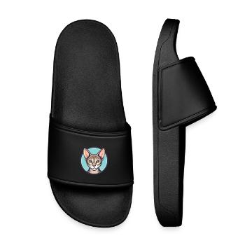 Singapura Katzenrasse Karikatur Kawaii Tier Haustier - Kinder Badelatschen - Schwarz - Vorne