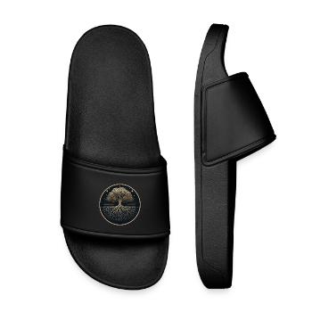 Tree Silhouette Roots - Kids’ Pool Sliders - black - Front
