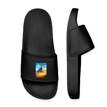 Cairo Egypt Great Pyramids Of Giza Travel Poster - Kids’ Pool Sliders - black - Front