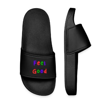 HAPPY. FREE. FREEDOM. WELFARE. ZEN. MEDITATION. - Kids’ Pool Sliders - black - Front
