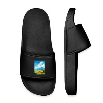 Mount Dirfi Griechenland Reiseposter Souvenir Farbe WP - Kinder Badelatschen - Schwarz - Vorne