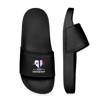 South Korea and France 100% friendship - Kids’ Pool Sliders - black - Front