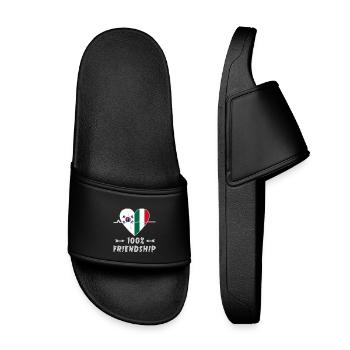 South Korea and Italy 100% friendship - Kids’ Pool Sliders - black - Front