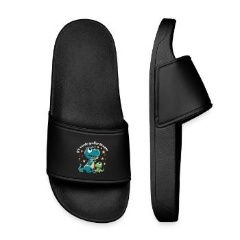 T-Rex Baby Dino Big Brother Dinobaby Gift - Kids’ Pool Sliders - black - Front