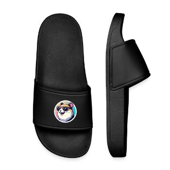 Hamster with sunglasses in pastel - Kids’ Pool Sliders - black - Front