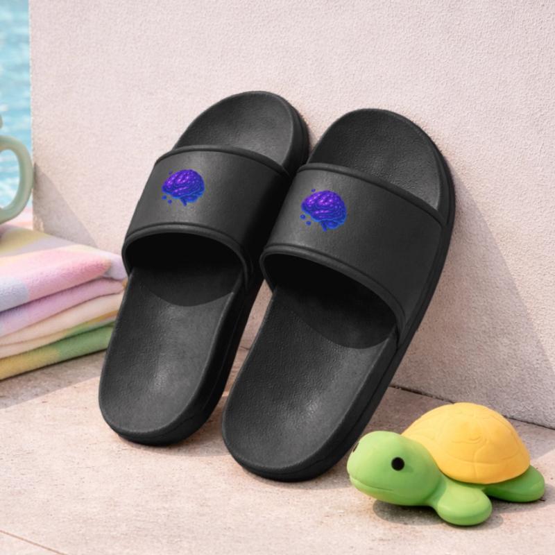 3D Brain Molecular Blue Purple Kids’ Pool Sliders