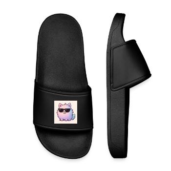 Cooler Bubbli mit Sonnenbrille und frechem Grinse - Kinder Badelatschen - Schwarz - Vorne