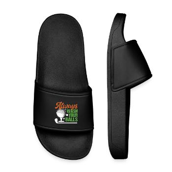 Golf - Waschen Sie immer Ihre Bälle - Kinder Badelatschen - Schwarz - Vorne