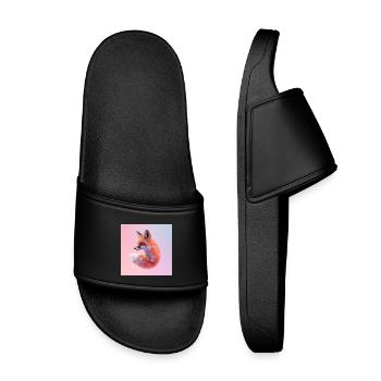 Renard néon géométrique pastel - Claquettes enfant - noir - Devant