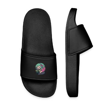 Masque à gaz néon Portrait punk - Claquettes enfant - noir - Devant
