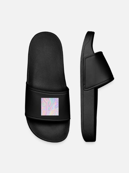 Iridescent Abstract Liquid Pastel Pattern - Kids’ Pool Sliders - black