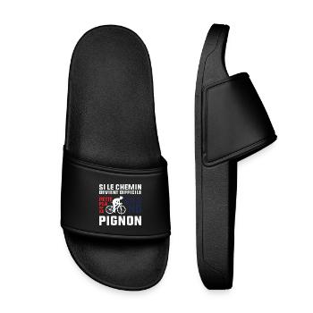 If the Path Gets Tough - Cyclist Gift - Kids’ Pool Sliders - black - Front