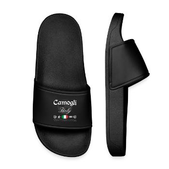 Camogli Italien Streetwear Reise Souvenir - Kinder Badelatschen - Schwarz - Vorne