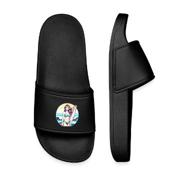 Surf-Diva bei Sonnenuntergang - Kinder Badelatschen - Schwarz - Vorne