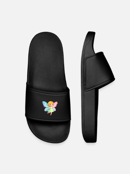 Cute Little Fairy in Pastel Colors – Comic Design - Kids’ Pool Sliders - black