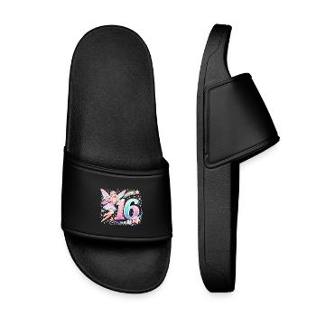 16th Birthday Elf – Pastel Graphic Design - Kids’ Pool Sliders - black - Front