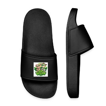 Go vegan superheroes - Kids’ Pool Sliders - black - Front