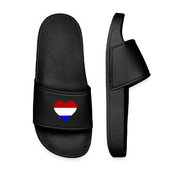 Herz Holland Farben - Kinder Badelatschen - Schwarz - Vorne