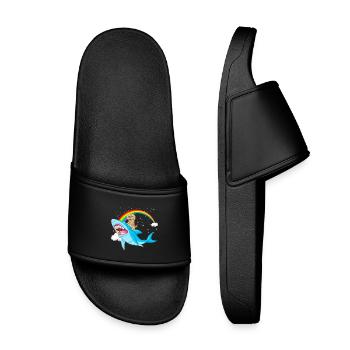 Doodle doré fantaisiste et requin mythique - Claquettes enfant - noir - Devant