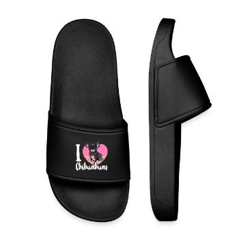 Chihuahua Chihuahueño Heart I Love - Kinder Badelatschen - Schwarz - Vorne