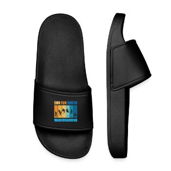 Soleil, Plaisir, Eau, Wakeboard - Claquettes enfant - noir - Devant