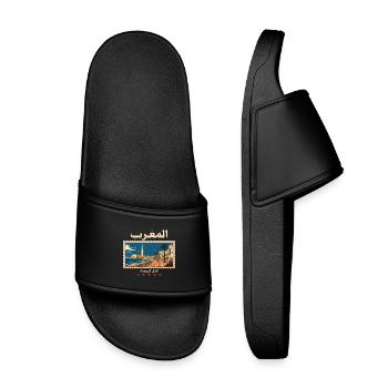Marokko Casablanca Vintage Reise - Kinder Badelatschen - Schwarz - Vorne