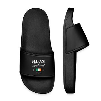 Belfast Northern Ireland Coordinates Travel Souvenir - Kids’ Pool Sliders - black - Front