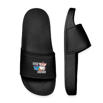 Happy Pig Nights with the Pig Night Man - Kids’ Pool Sliders - black - Front