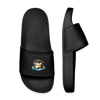 Portrait drôle d’animal de la loutre Animal sauvage cool - Claquettes enfant - noir - Devant