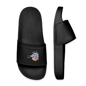 At Capacity – Sensory Overload Cat - Kids’ Pool Sliders - black - Front