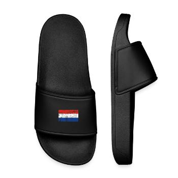 Flagge Niederlande Fahne Grunge Retro Vintage - Kinder Badelatschen - Schwarz - Vorne