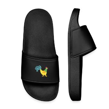 Rooster pattern colorful Easter Farmer Animal love colorful - Kids’ Pool Sliders - black - Front