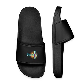 sonniger Stand up paddling Schriftzug mit Board - Kinder Badelatschen - Schwarz - Vorne