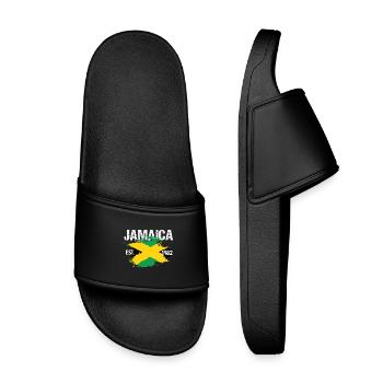 Jamaica Brush Flag Est1982 - Kids’ Pool Sliders - black - Front