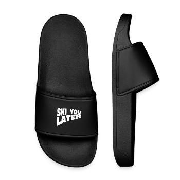 Funny Ski You Later Quote - Kinder Badelatschen - Schwarz - Vorne