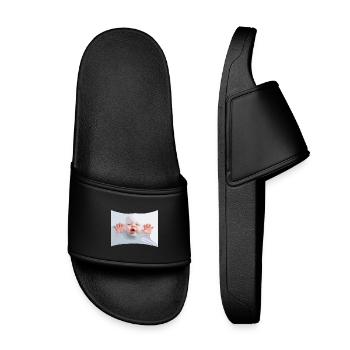 Bébé luxueux en tissu blanc - Claquettes enfant - noir - Devant