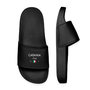 Catania Sicily Coordinates Travel Souvenir - Kids’ Pool Sliders - black - Front