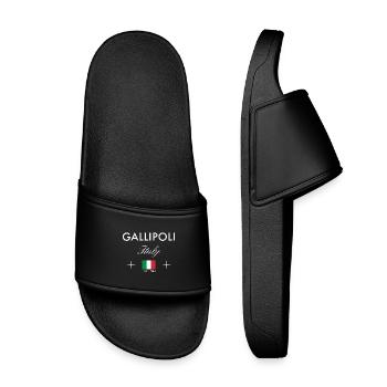 Gallipoli Italy Coordinates Travel Souvenir - Kids’ Pool Sliders - black - Front