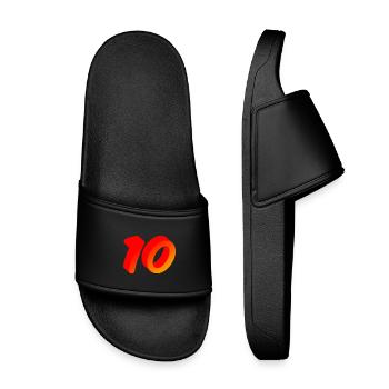 geburtstags shirts, 10 leuchtende farben - Kinder Badelatschen - Schwarz - Vorne