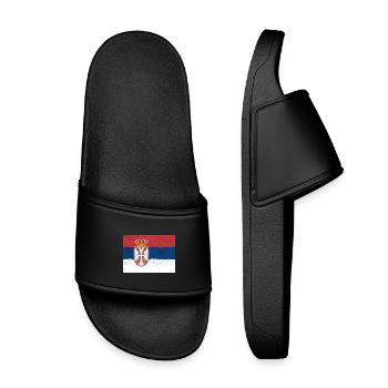 Flag of Serbia - Kids’ Pool Sliders - black - Front