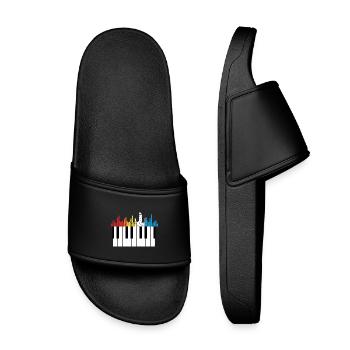Klavier Piano Musiker Geschenk - Kinder Badelatschen - Schwarz - Vorne