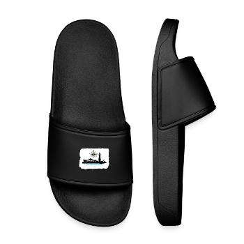 Warnemünde Compass & Lighthouse Silhouette - Kids’ Pool Sliders - black - Front