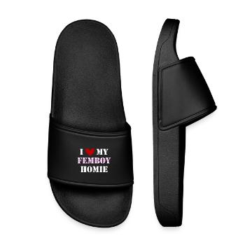 Inscription drôle mon pote Femboy - Claquettes enfant - noir - Devant