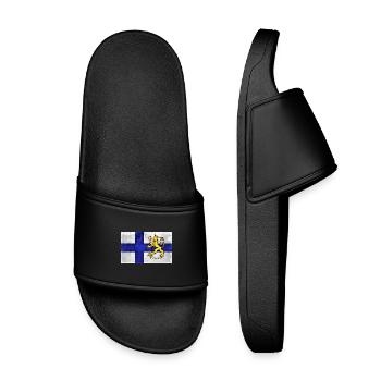 Finnland Flagge + Löwe - Kinder Badelatschen - Schwarz - Vorne