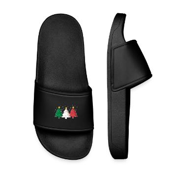 Weihnachtsbäume Italien Italienische Flagge - Kinder Badelatschen - Schwarz - Vorne