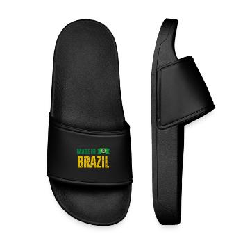 Made in Brazil, Brazilian pride - Kids’ Pool Sliders - black - Front