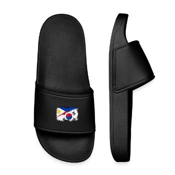 Südkoreanische Flagge Philippinische Flagge Filipino Koreanisch - Kinder Badelatschen - Schwarz - Vorne