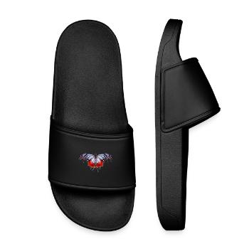 Papillon avec des taches bleues et rouges - Claquettes enfant - noir - Devant