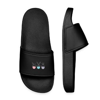 Pâques, mignon lapins de Pâques oeufs de Pâques dessin - Claquettes enfant - noir - Devant